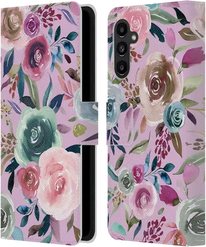 Vista 190 de Head Case Designs Officially Licensed Ninola Abstract Poppies Lilac Floral Leather Wallet Case Compatible with Samsung Galaxy A07 4G