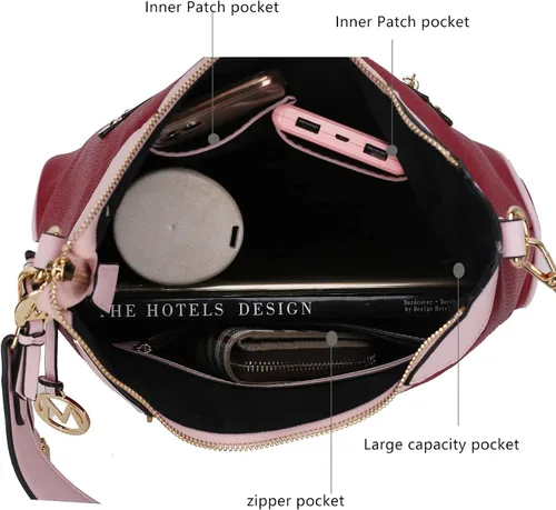 Vista 5 de MKF Collection Shoulder Bag for WomenTop-Handle Hobo Bag Wristlet Wallet Purse