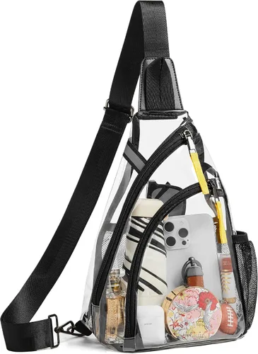 Vista 11 de Shrrie Clear Bag for Stadium Events Transparent Crossbody Bag Clear Purse for Women&Men-Stadium Approved, Concerts&Sports