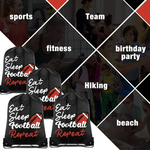 Vista 6 de Windyun 16 unidades de mochila con cordón de bola a granel, bolsas de cuerda ligeras para dibujar bolsas de cincha con cordón, Fútbol, Fútbol