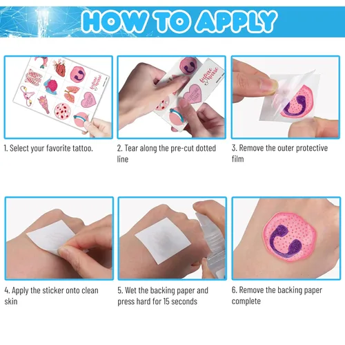 Vista 8 de 96 piezas divertidas de anatomía para niños, recuerdos de fiesta de cumpleaños – tatuajes temporales precortados Cute Human Body Parts, Brain &