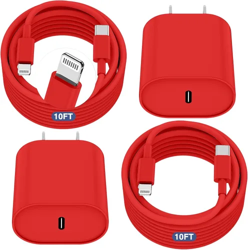 Vista 21 de Essri Cargador Rápido para iPhone 14 13 12 Carga Rápida, Paquete de 2 de 6FT+10FT Cable USB C a Lightning con 20W USB C para Bloque Cargador iPhone