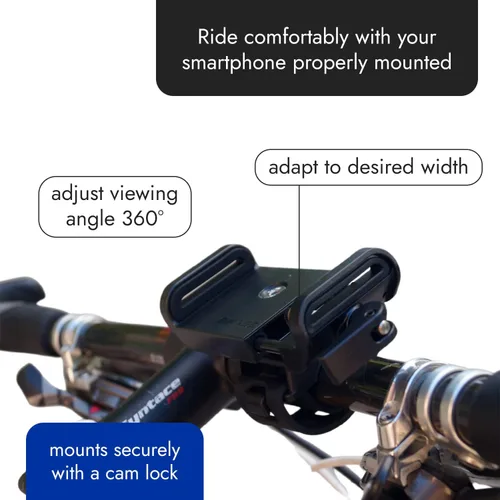 Vista 5 de BiKase Práctica abrazadera para teléfono, soporte de teléfono resistente para bicicleta, ajuste universal, ideal para manillares, bicicletas