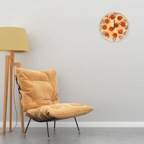 Vista 3 de Reloj de pared redondo de madera de 12 x 12 pulgadas, reloj de madera con números arábigos, silencioso, sin tictac, funciona