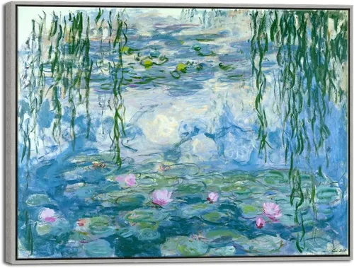 Vista 15 de Wieco Art Arte de pared enmarcado, lirios de agua por Claude Monet, lienzo, pinturas impresas, reproducción, lienzo moderno, arte de pared