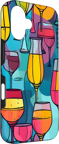 Vista 3 de Estuche de arte abstracto vibrante para copas de vino para iPhone 16