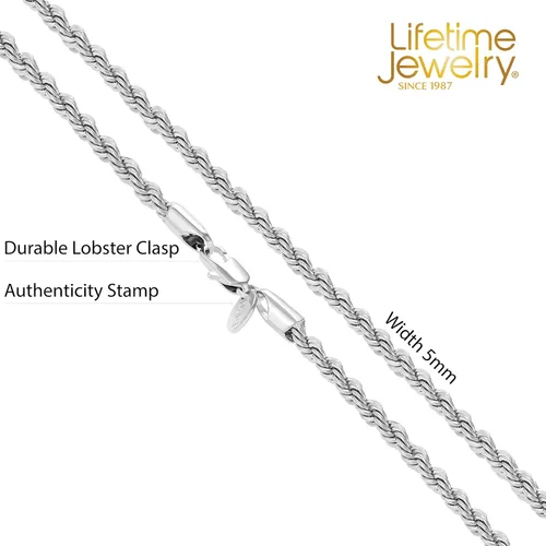 Vista 6 de LIFETIME JEWELRY 5mm Chain for Men & Women Diamond Cut Rope Chain for Men & Necklace Chain for Women 16 to 36 Inch Black Gunmetal Stainless Steel