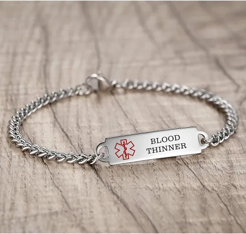 Vista 39 de Pulseras de identificación de alerta médica de 6.5 "-8.5" para mujeres, pulseras de emergencia médica de acero inoxidable, grabado gratuito