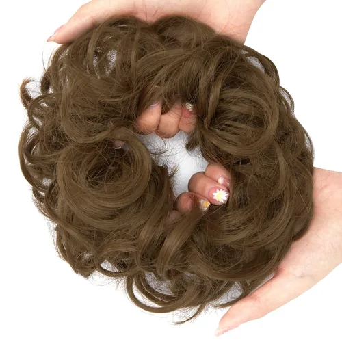 Vista 21 de OMGREAT Extensiones de cabello de moño desordenado, rizado, ondulado, recogido, sintético, para coleta, accesorios para el cabello para mujeres
