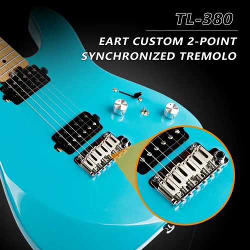 Vista 4 de EART TL-380 Guitarra eléctrica profesional para jugadores versátiles Cuello y diapasón de arce tostado, pastillas humbuckers con bobina dividida