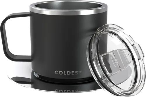 Vista 9 de Coldest Taza de café espresso apilable aislada con platillo – Taza de café espresso de viaje de triple pared aislada de acero inoxidable para viaje
