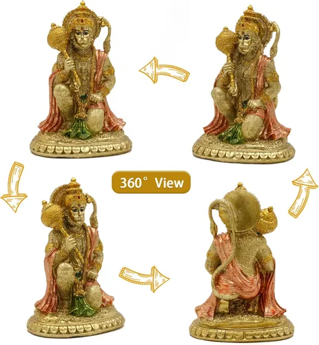 Vista 2 de alikiki Estatua hindú Ramayana Hanuman - 6.1 pulgadas de alto, estatua de dios indio hinduismo, devoto, señor Rama, santuario, altar, decoración