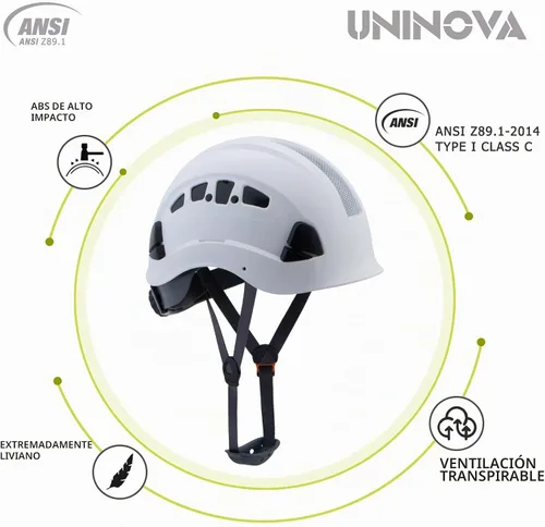 Vista 5 de Cascos de Construcción UNINOVA Casco de seguridad OSHA con suspensión ajustable de 6 puntos