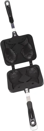 Vista 7 de Taiyaki - Molde para pasteles con forma de pez, antiadherente para hacer gofres con mango antiquemaduras, molde de doble cara para hornear