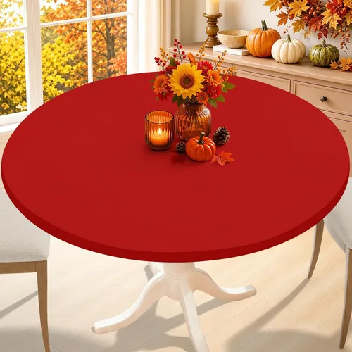 Vista 10 de Smiry - Mantel redondo de elastano, manteles ajustados lavables elásticos para mesas de 36 a 44 pulgadas, cubierta de mesa de picnic elástica