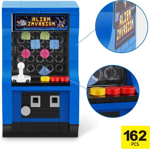 Vista 6 de ZURU MAX - Ladrillos de construcción retro prémium (máquina de arcade) juguete coleccionable de desembalaje