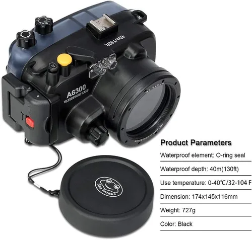Vista 2 de Seafrogs - Carcasa impermeable para Sony A6300 (130 pies/131.2 ft) para cámara subacuática (carcasa + filtro rojo)