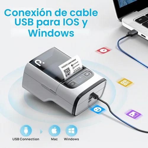 Vista 2 de POLONO Máquina etiquetadora PM220S con cinta, etiquetadora Bluetooth, perla