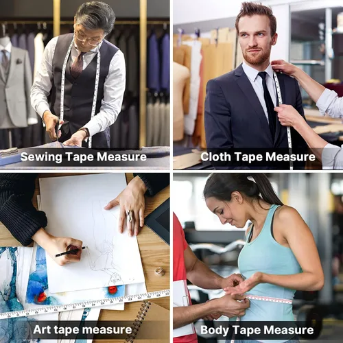 Vista 6 de Cinta métrica, paquete de 5 cintas métricas para medidas corporales y pérdida de peso, cinta métrica retráctil para costura, tela, ropa, sastre