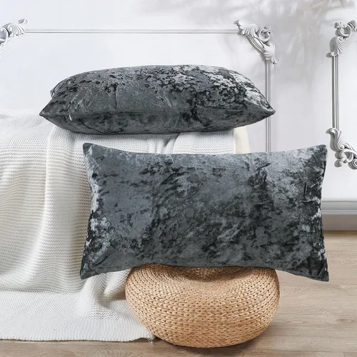 Vista 36 de Juego de 2 fundas de almohada lumbares decorativas de terciopelo abstracto de 14 x 26 pulgadas, fundas de almohada rectangulares de lujo suaves