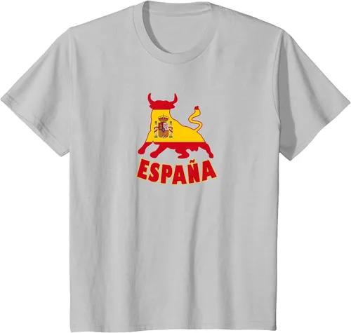 Vista 72 de Spain Espana with Bull and National Flag/Present T-Shirt Asphalt Grey
