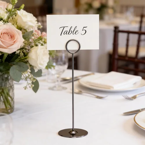 Vista 5 de ERYTLLY Paquete de 16 tarjeteros de mesa de 8 pulgadas, portatarjetas de acero para cumpleaños, bodas, fotos, letreros de comida, notas de notas