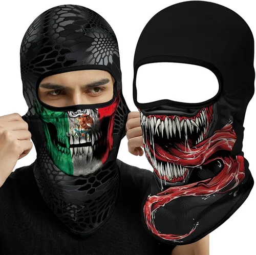 Vista 59 de Pasamontañas 3D, máscara de cara completa, resistente al viento, máscara de esquí con calavera táctica para motocicleta, ciclismo, Halloween