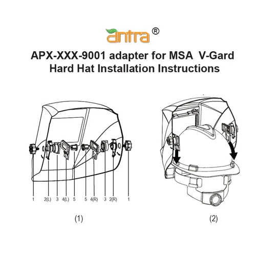Vista 4 de Antra APX-XXX-9002 Kit de adaptador de casco duro para conectar cascos de soldadura Antra y casco de fibra metálica