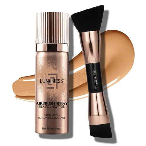 Vista 20 de LUMINESS Kit de aerosol de maquillaje con brocha de aire y brocha suave de seda – Base de maquillaje de cobertura total y brocha de doble cara