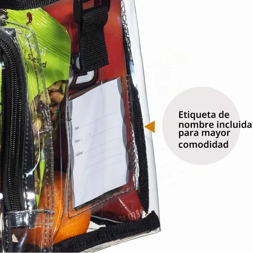Vista 2 de SP HOME GOODS Bolsa transparente aprobada para estadios con correa ajustable, compartimento frontal de almacenamiento y bolsillos de malla, bolsas