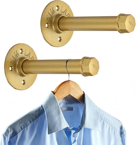 Vista 8 de Sumnacon 2 Piezas Barra de Ropa de Tubo Industrial de 5.9 Pulgadas – Perchero de Metal Rústico de Servicio Pesado con Tornillos, Soporte para Ropa
