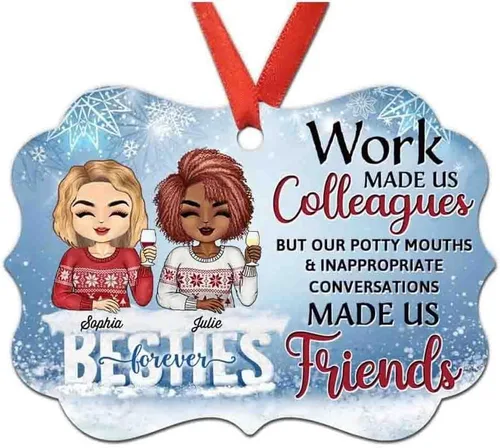 Vista 32 de Adorno personalizado con texto en inglés «Best Friend are Hard to Find Because The Very Best is Already Mine», adorno de Navidad personalizado 2023