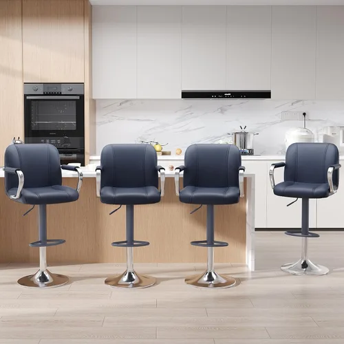 Vista 12 de MALOL Juego de 1 sillas de mostrador beige con respaldo, sillas altas giratorias ajustables para isla de cocina, asientos modernos, taburetes