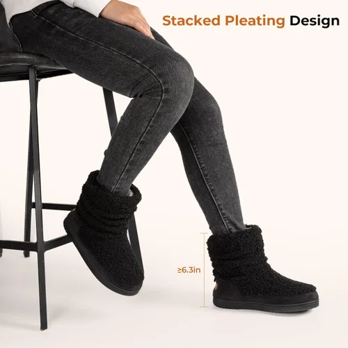 Vista 4 de HomeTop Pantuflas para botas de mujer con espuma viscoelástica cálida, para interiores y exteriores, con suela de goma