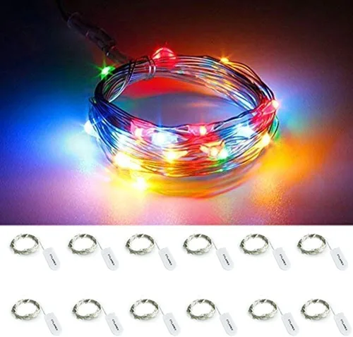 Vista 10 de Tira de luces led rutilantes con 20 luces de hadas led micro Cylapex, en cable de cobre revestido de plata de 3.3 pies, funciona con dos