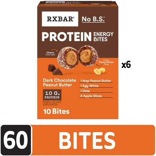 Vista 4 de RXBAR Bocaditos energéticos proteicos, aperitivos energéticos sin gluten, aperitivos de proteínas, mantequilla de maní de chocolate negro