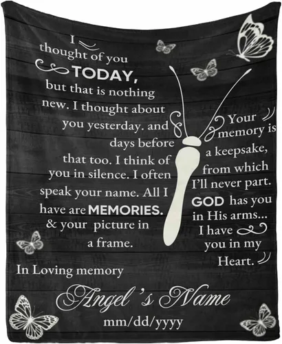 Vista 17 de Manta de memoria amorosa personalizada, no Longer be My Side but Forever in My Heart