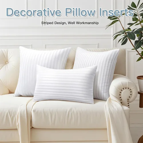 Vista 6 de OTOSTAR Paquete de 4 almohadas impermeables de alta calidad, 20 x 20 pulgadas, rellenos de almohada decorativos a rayas para exteriores, rellenos