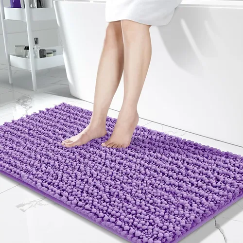 Vista 17 de Yimobra Alfombras de Baño Antideslizantes Lavables - Alfombra de Baño de Chenilla Ultra Suave Absorbente, Alfombra Peluda de Secado Rápido para Negro