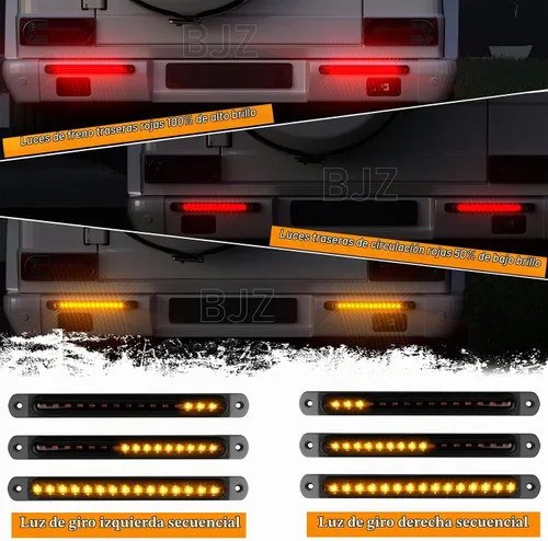 Vista 2 de BJZ Tira de luces LED traseras de remolque de 10 pulgadas, tira de luz roja de marcador de freno, señal de giro ámbar, luz de identificación