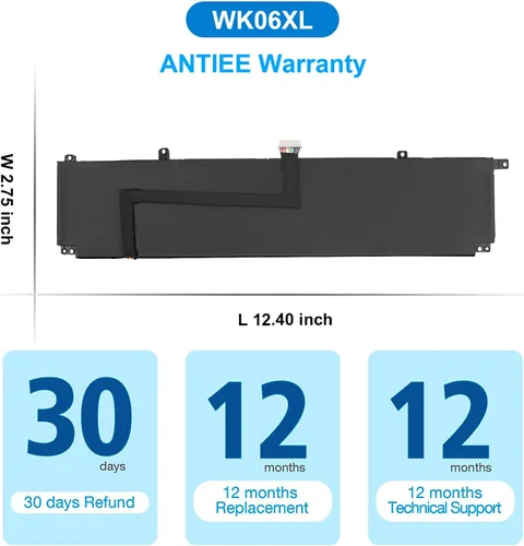 Vista 7 de ANTIEE WK06XL M41711-005 83Wh - Batería de repuesto para laptop HP Omen 16-B0xxx 16-B0000TX 16-B0047TX 16-C0167AX Omen 7 Plus 17-CK0xxx 17-CK0007NV