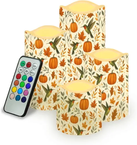 Vista 48 de Jeiento American Flag Flameless Candles 4 Pack 4th of July Home Decoration Flower American Flag LED Candles Battery Operated with Timer Remote