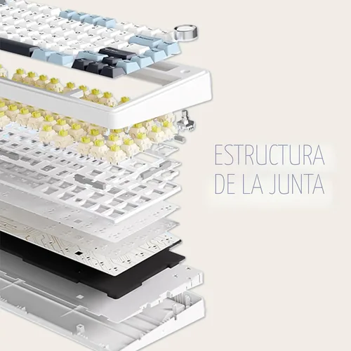 Vista 6 de EPOMAKER x Aula F75 - Teclado mecánico con junta, 75% inalámbrico intercambiable en caliente para juegos con acolchado y perilla de cinco capas