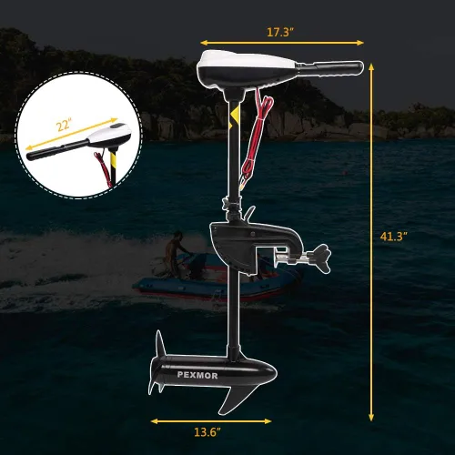 Vista 4 de PEXMOR Motor de arrastre eléctrico de 8 velocidades, motor eléctrico fuera de borda para barco con mango ajustable e indicador LED, montado