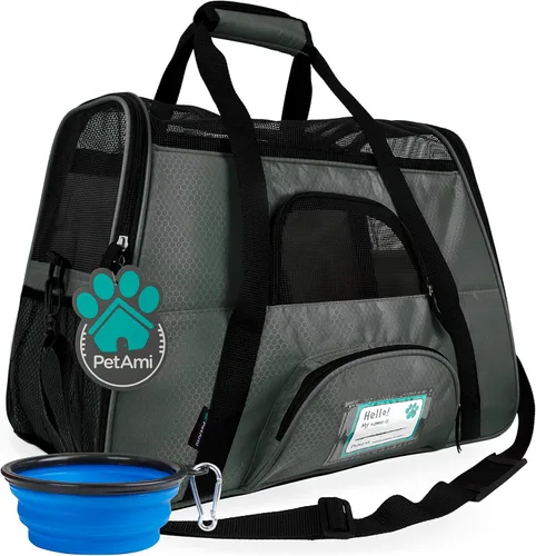 Vista 23 de PetAmi Transportador de mascotas aprobado por aerolíneas para gatos, transportador de perros de lados suaves para perros pequeños, suministros