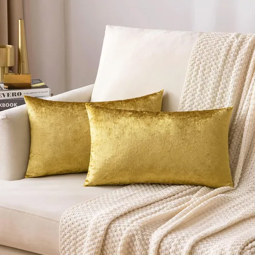 Vista 106 de MIULEE Paquete de 2 fundas de almohada de terciopelo decorativas rectangulares lumbares, fundas de cojín suaves sólidas para sofá, sofá, dormitorio