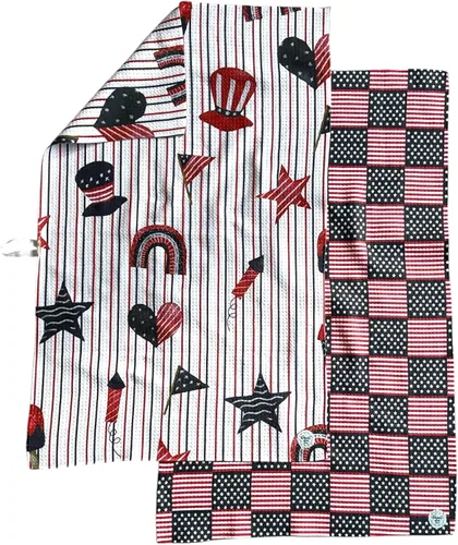 Vista 20 de Paquete de 2 Paños de cocina de doble cara Microfibra de tejido gofre Altamente absorbente Lazo para colgar Paños de cocina
