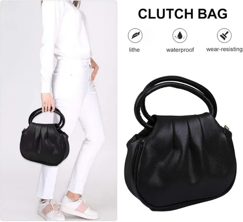 Vista 4 de TENDYCOCO Bolso casual para mujer Mini bolsa de dumpling Bolso de embrague PU para compras boda cóctel (rojo)
