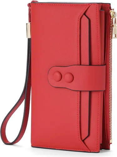 Vista 11 de SENDEFN Cartera de cuero para mujer, con bloqueo RFID, tarjetero para tarjetas de crédito, cartera de mano para mujer