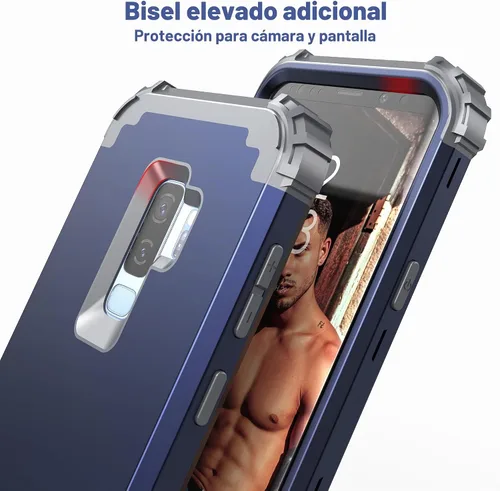 Vista 6 de IDweel Funda para Galaxy S9 Plus, para Galaxy S9+ funda azul para hombres y niños, 3 en 1, a prueba de golpes, delgada, híbrida, resistente